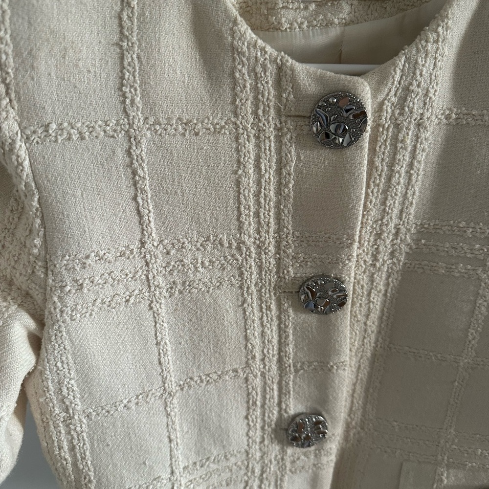 Mango Cream Checked Texture Jacket - Picture 7 of 9